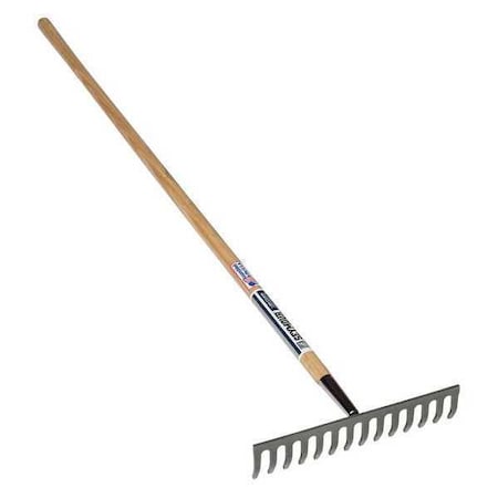 Seymour Midwest Level Head Rake, 14 Tines, 60 in L Hardwood Handle 42350
