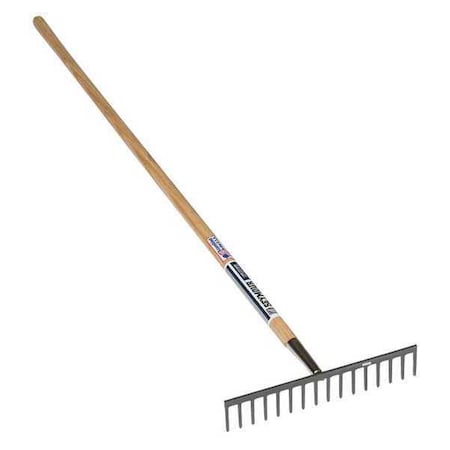 Seymour Midwest Level Head Rake, 16 Tines, 66 in L Hardwood Handle 42351