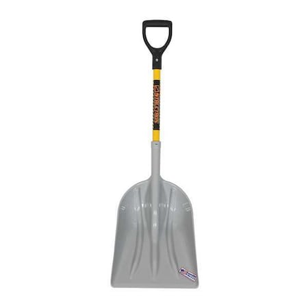 Structron Grain Scoop, #12 Blade, Polymer Blade, 29 in L Yellow Premium Fiberglass Handle 49253
