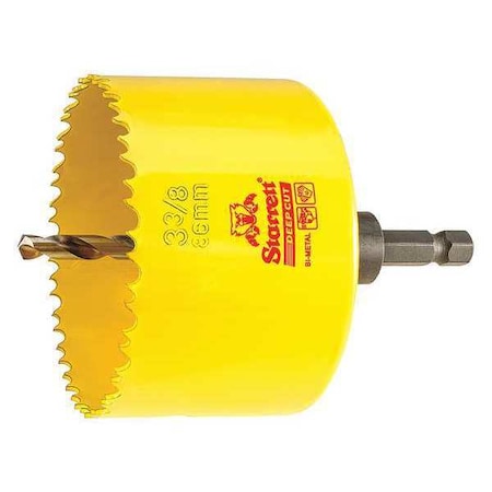 Starrett 3-3/8" (86mm) Bi-Metal HSS Hole Saw with Arbor ADCH0338