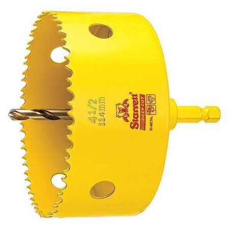 Starrett 4-1/2" (114mm) Bi-Metal HSS Hole Saw with Arbor ADCH0412