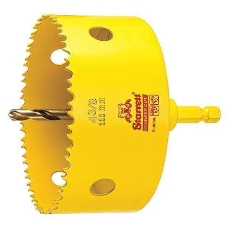 Starrett 4-3/8" (111mm) Bi-Metal HSS Hole Saw with Arbor ADCH0438