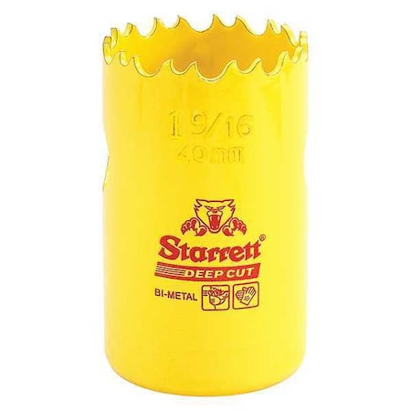Starrett Bi-Metal Fast Cut Hole Saw 1-9/16" (40mm), Primary Saw Application: Wood, Metal and Steel DCH0196-G
