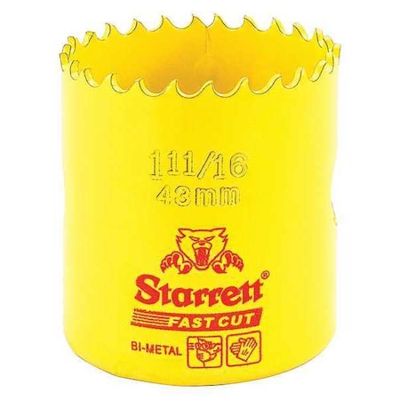 Starrett Bi-Metal Fast Cut Hole Saw 1-11/16" (43mm) FCH1116-G