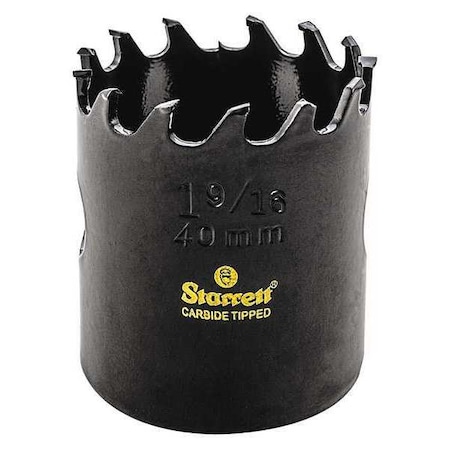 Starrett Carbide Tipped Hole Saw, 1-9/16"40mm CT196
