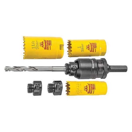 Starrett Kwik Change Arbor Kit, w/ Hole Saws - Hex A6-8