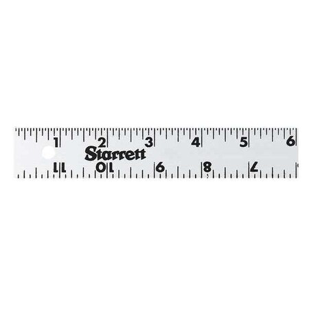 Starrett Anodized Aluminum Rule, 12 ", 1/8"-1/16" AR-12