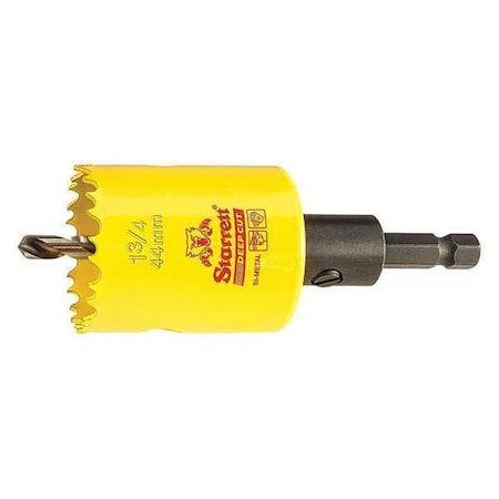 Starrett 1-3/4" (44mm) Bi-Metal HSS Hole Saw with Arbor ADCH0134