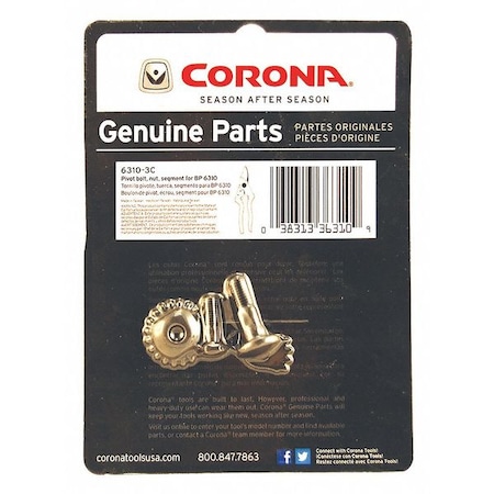 Corona Tools Pivot Bolt, Nut and Segment For BP 6310 6310-3C