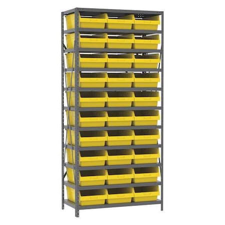 Akro-Mils Steel Bin Shelving Unit, 11 Shelves, Gray/Clear AS1879018SC