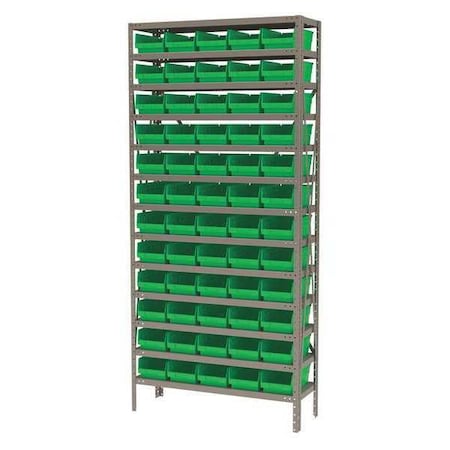 Akro-Mils Steel Bin Shelving Unit, 13 Shelves, Gray/Blue AS1279130B