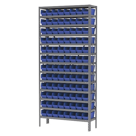 Akro-Mils Steel Bin Shelving Unit, 13 Shelves, Gray/Blue AS1279120B