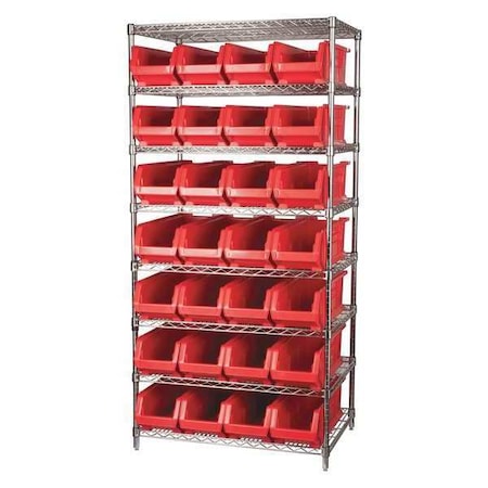 Akro-Mils Wire Shelving, 8 Shelves, Silver/Blue AWS24360284B