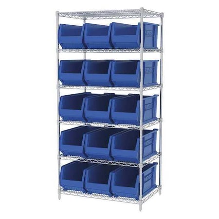 Akro-Mils Wire Shelving, 8 Shelves, Silver/Red AWS24360284R