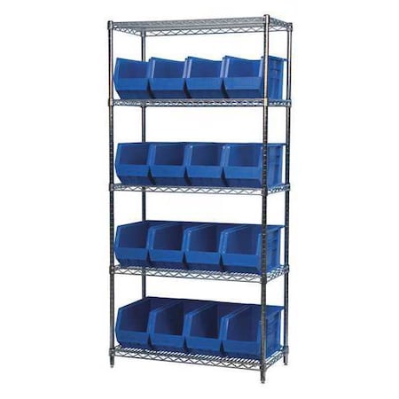 Akro-Mils Wire Shelving, 12 Shelves, Silver/Yellow AWS183630178Y