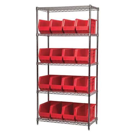 Akro-Mils Wire Shelving, 5 Shelves, Silver/Blue AWS183630265B