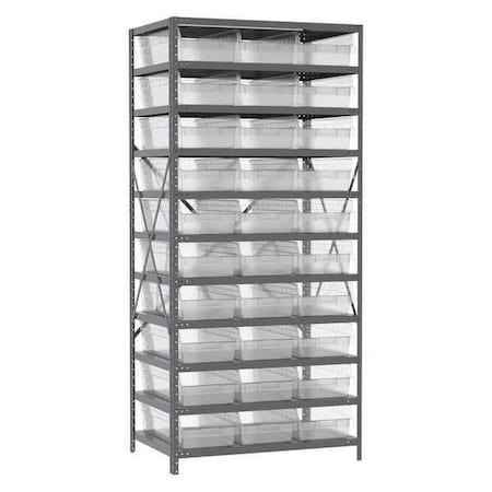 Akro-Mils Steel Bin Shelving Kit, 11 Shelves, Gray/Red AS2479014R