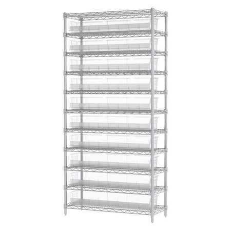 Akro-Mils Wire Shelving, 11 Shelves, Silver/Stone AWS143630320S
