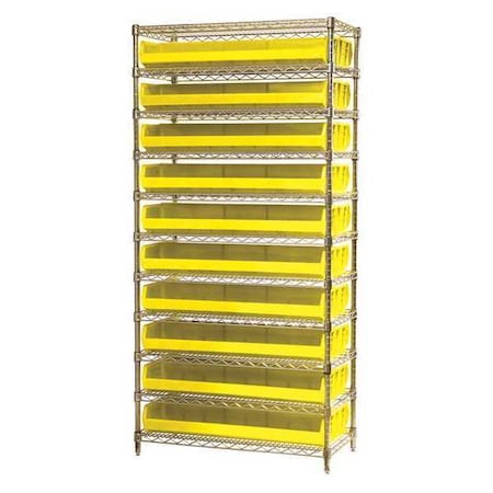 Akro-Mils Wire Shelving, 11 Shelves, Silver/Clear AWS143630320SC