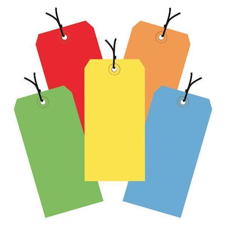 Partners Brand Shipping Tags, Pre-Strung, 13 Pt., 6 1/4" x 3 1/8", Assorted Color, PK1000 G21002
