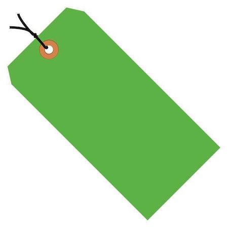 Partners Brand Shipping Tags, Pre-Strung, 13 Pt., 2 3/4" x 1 3/8", Fluorescent Green, PK1000 G12012B