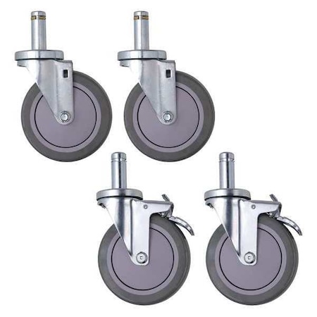 Partners Brand Swivel Casters, Polyurethane, 5" x 1 1/4", Gray, PK4 WSCASTER