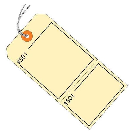 Partners Brand TagConsecNmbrStrung, 4-3/4"x2-3/8", PK1000, 13 Point Cardstock, 4 3/4" W, Manila, 1000 PK G26210