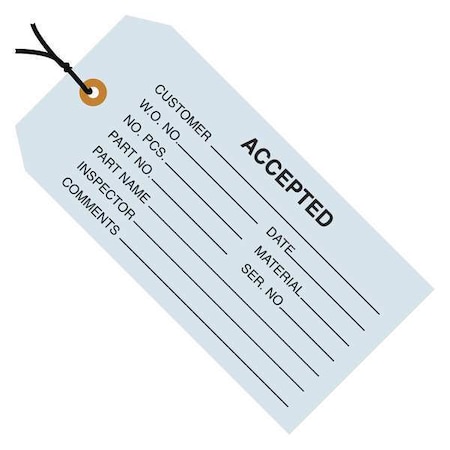 Partners Brand Tag StrungAccepted, 4-3/4"x2-3/8", PK1000, 13 Point Cardstock, 4 3/4" W, Blue, 1000 PK G20012