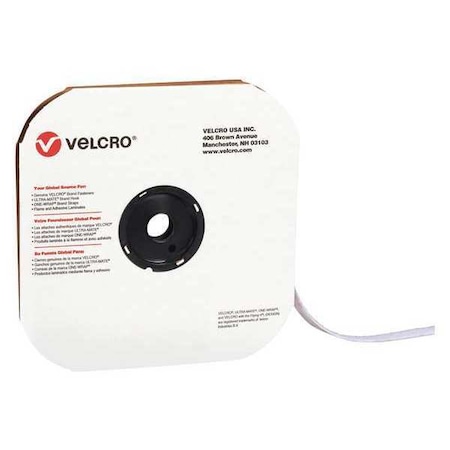 Velcro Brand Tape, Strips, Loop, 1/2"x75ft., Wh, 75', 1/2" W, White VEL157