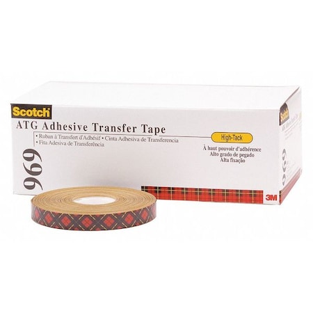 Scotch 3M 969 Adhesive Transfer Tape, 5.0 Mil, 1/4" x 36 yds., Clear, PK6 T9619696PK