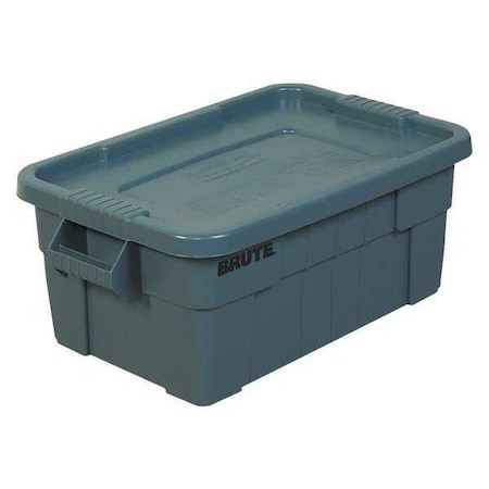 Rubbermaid Storage Tote with Snap Lid, Gray, Plastic, 14 gal