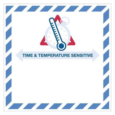 Tape Logic Tape Logic Labels, "Time And Temperature Sensitive", 4 1/4" x 4 1/4", Red/White/Blue, 500/Roll DL1394