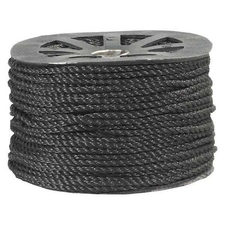Partners Brand Twisted Polypropylene Rope, 1/4", 1,150 lb, Black, 600'/Case TWR103