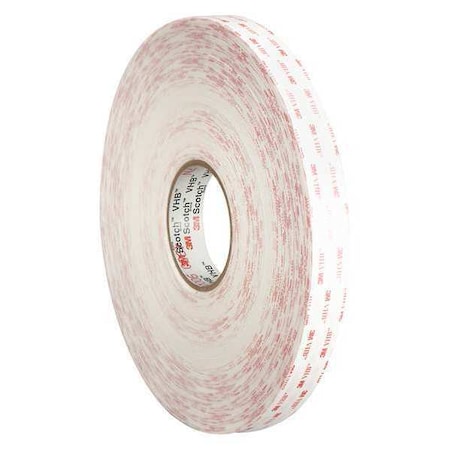 3M 3M 4950 VHB Tape, 45.0 Mil, 1/2" x 5 yds, White, 1/Case VHB495012R
