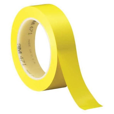 3M Vinyl Tape, 5.2 Mil, 1"x36 yds., Yellow, PK3 T9654713PKY