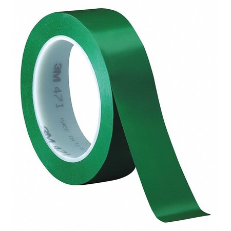 3M Vinyl Tape, 5.2 Mil, 1"x36 yds., Green, PK3 T9654713PKG