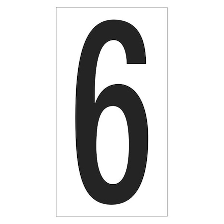Partners Brand Vinyl Warehouse Number Labels, "6", 3 1/2", Black/White, PK50 DL9306