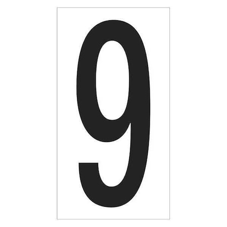 Partners Brand Vinyl Warehouse Number Labels, "9", 3 1/2", Black/White, PK50 DL9309