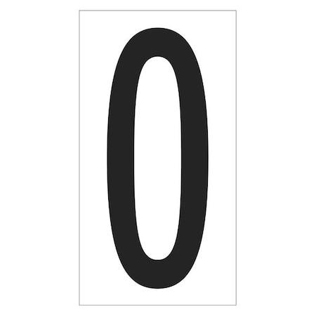 Partners Brand Vinyl Warehouse Number Labels, "0", 3 1/2", Black/White, PK50 DL9300