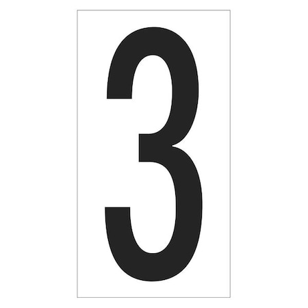 Partners Brand Vinyl Warehouse Number Labels, "3", 3 1/2", Black/White, PK50 DL9303