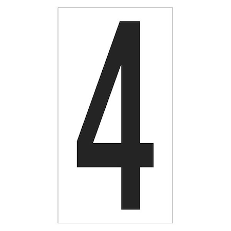 Partners Brand Vinyl Warehouse Number Labels, "4", 3 1/2", Black/White, PK50 DL9304
