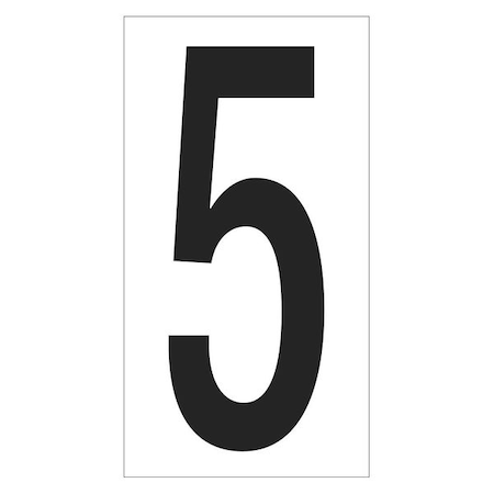 Partners Brand Vinyl Warehouse Number Labels, "5", 3 1/2", Black/White, PK50 DL9305