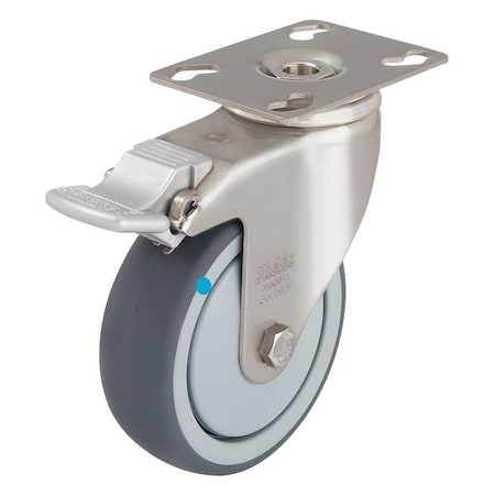 Zoro Select Swivel Plate Caster, Therm Rubber, 5 in, 264 lb LKPXA-TPA 126G-FI
