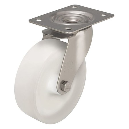 Zoro Select Swivel Plate Caster, Nylon, 4 in., 330 lb, Wht LEX-PO 100XR