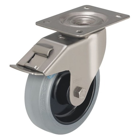 Zoro Select Swivel Plate Caster, Rubber, 5 in., 330 lb. LEX-POEV 125XR-FI-SG