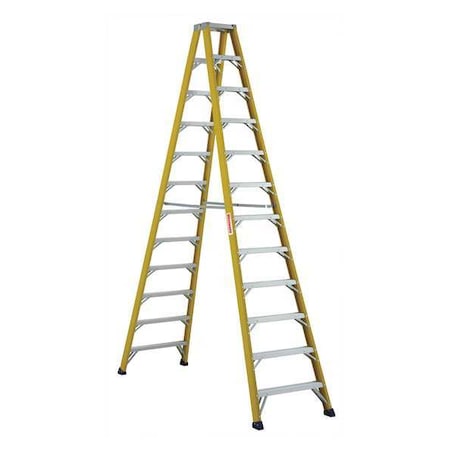 WESTWARD 12 ft Fiberglass Twin Stepladder, 375 lb Capacity 44YY24