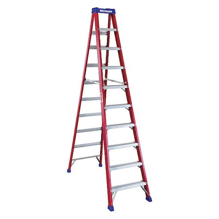 Westward 10 ft Fiberglass Stepladder, 300 lb Capacity 44YY61