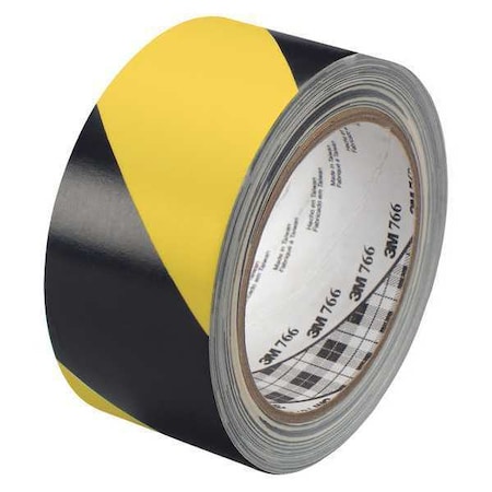 3M Striped Vinyl Tape, 5.0 Mil, 2"x36 yds., Blk/Yel, PK2 T9677662PK