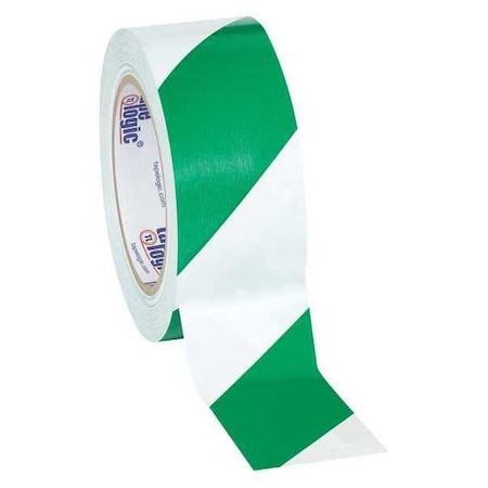 Partners Brand Tape Logic Striped Vinyl Tape, 7.0 Mil, 2" x 36 yds., Green/White, PK24 T9236GW