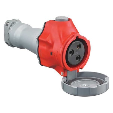 Hubbell Wiring Device-Kellems Watertight Pin & Sleeve Plug, 60 A, 480V AC, Single Phase, 2 Pole, IEC Grounding, Red, NEMA 4X HBLS360C7W
